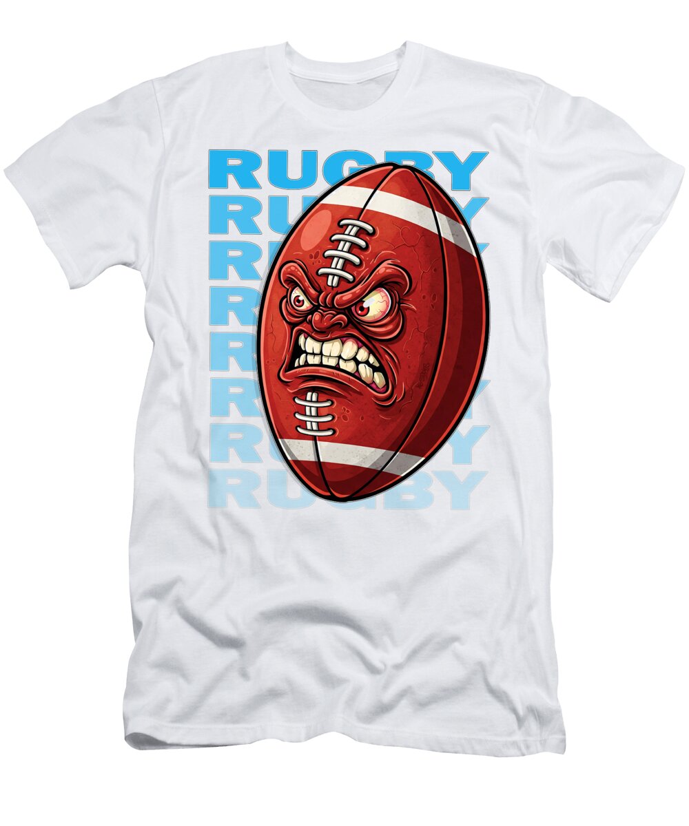 Angry Rugby Ball Character Siraj Dean T-Shirt
