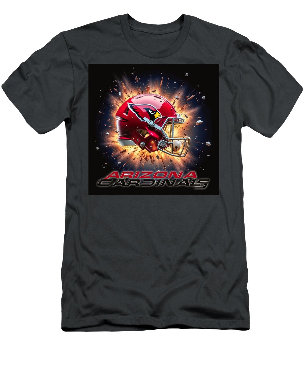 Arizona Cardinals Helmet Explosion Kevin Walker and Pixel Reverie T-Shirt