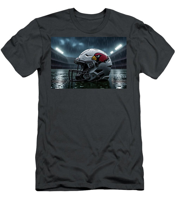 Arizona Cardinals Helmet in Rainy Stadium Kevin Walker and Pixel Reverie T-Shirt