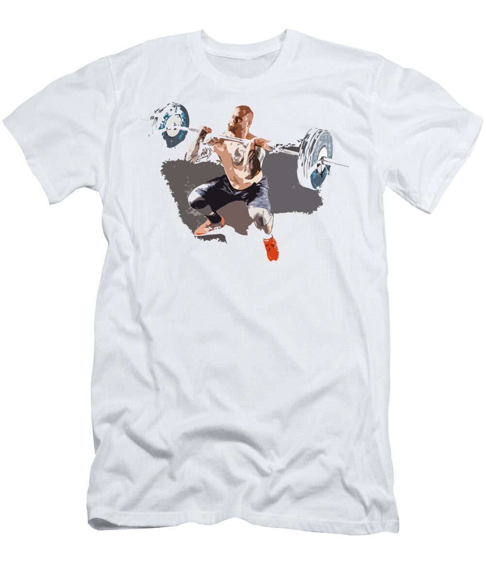 Athletic Tattooed Man Lifting Up a Heavy Burbell Mounir Khalfouf T-Shirt