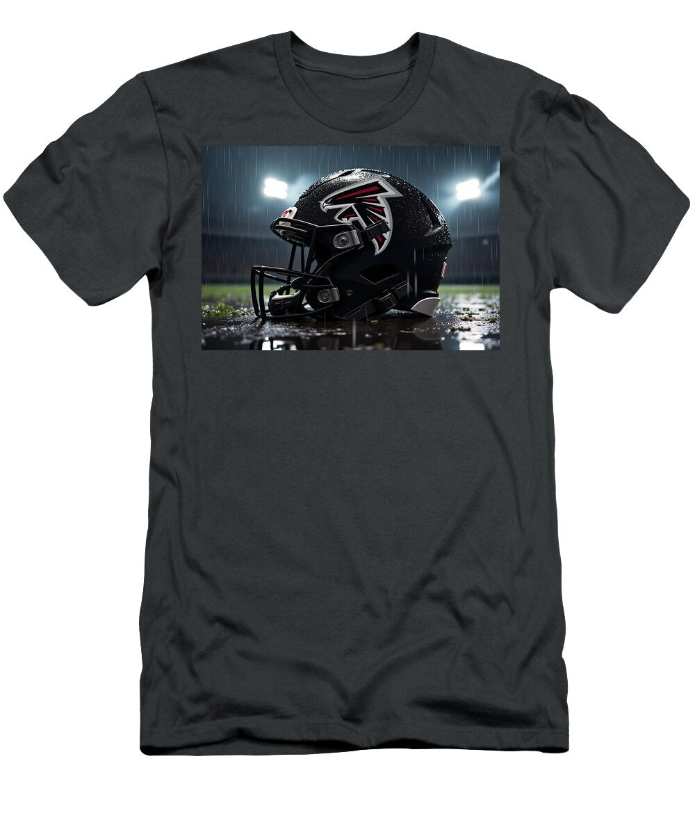 Atlanta Falcons Helmet in the Rain Kevin Walker and Pixel Reverie T-Shirt