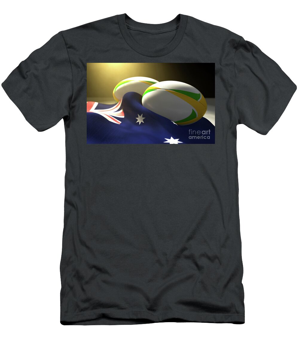 Australia Flag and Rugby Ball Pair Allan Swart T-Shirt