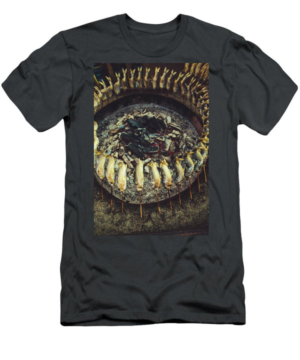 Ayu Fish on Skewers Around a Barbecue Alfonso Calero T-Shirt