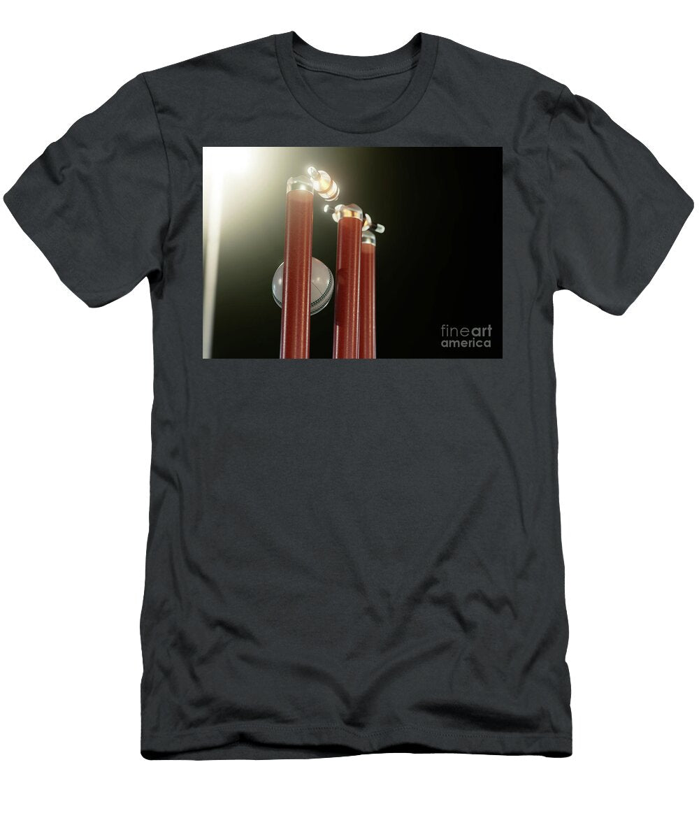 Ball Striking Illuminated Cricket Wickets Allan Swart T-Shirt