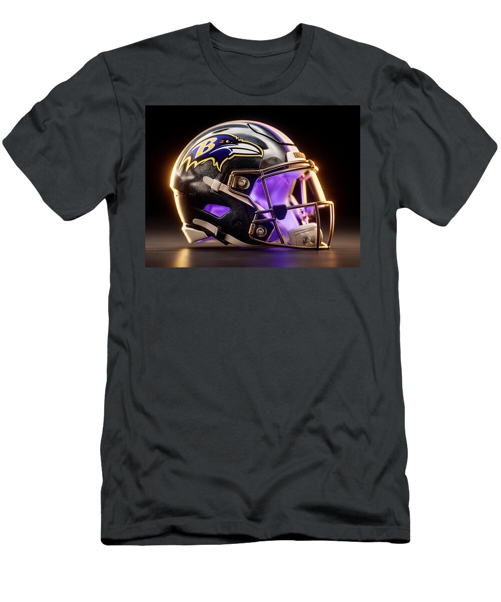Baltimore Ravens Football Helmet Design Kevin Walker and Pixel Reverie T-Shirt