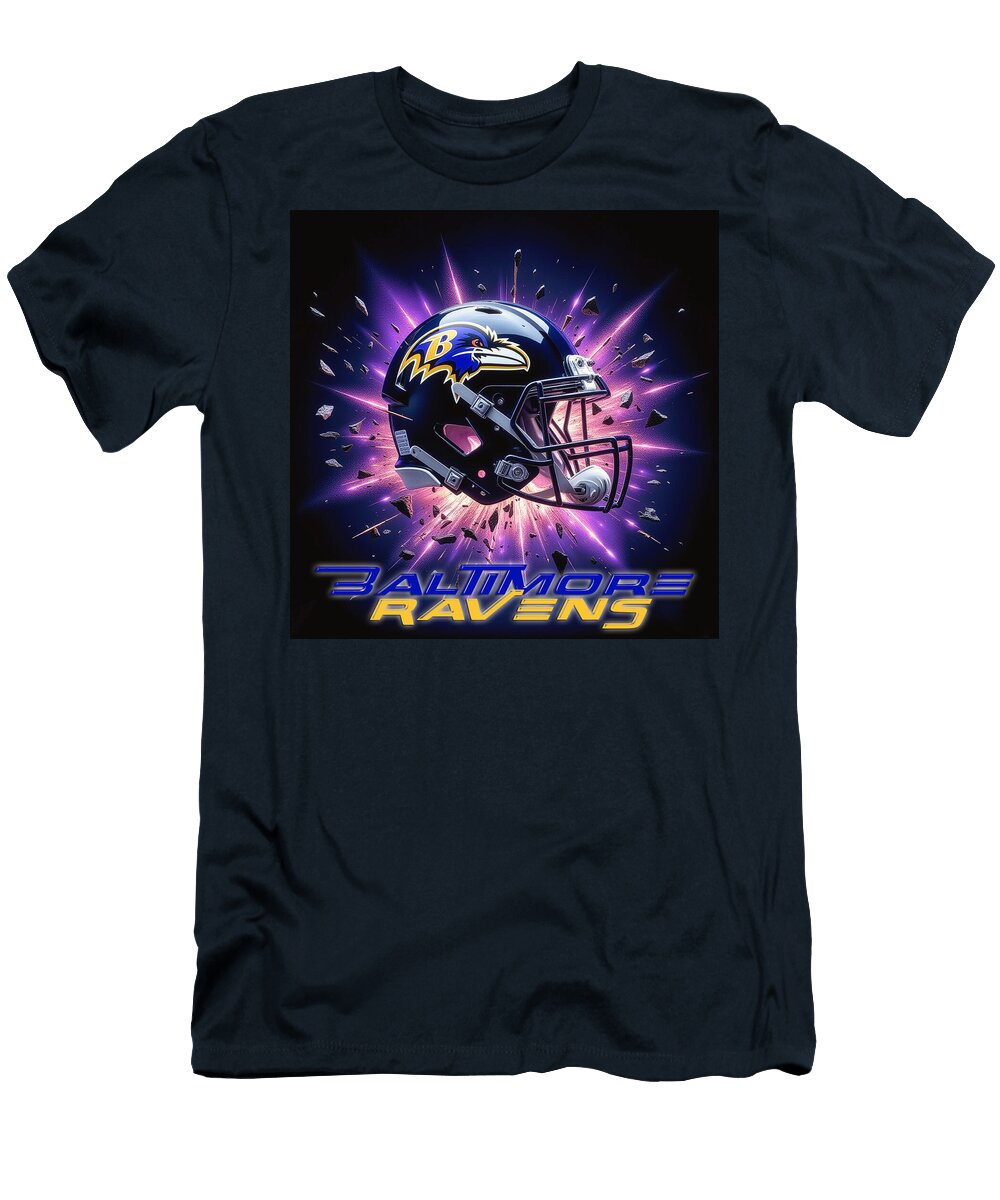 Baltimore Ravens Helmet Explodes Kevin Walker and Pixel Reverie T-Shirt