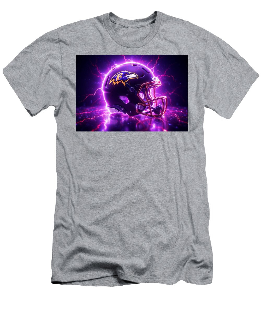 Baltimore Ravens Helmet with Neon Lightning Kevin Walker and Pixel Reverie T-Shirt