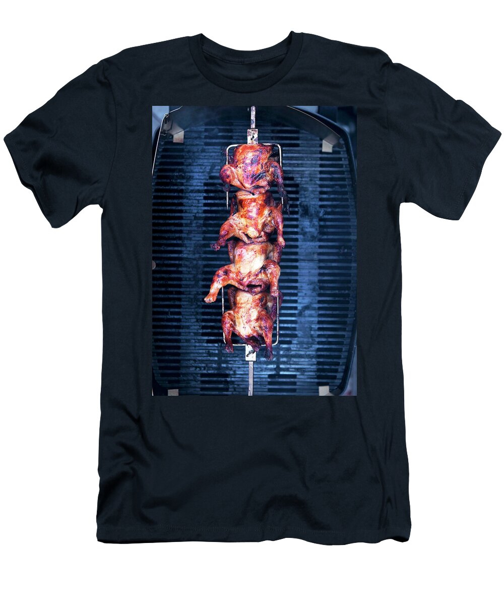 Barbecued Chicken on a Spit Above a Grill Veslemy Vrskar T-Shirt