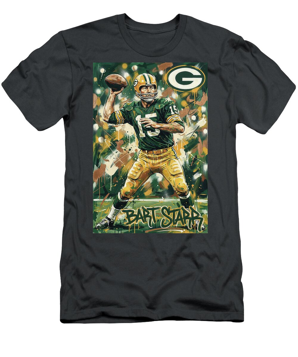 Bart Starr Throwing a Football Graffiti Poster Football Player NFL Sampadart Gallery T-Shirt