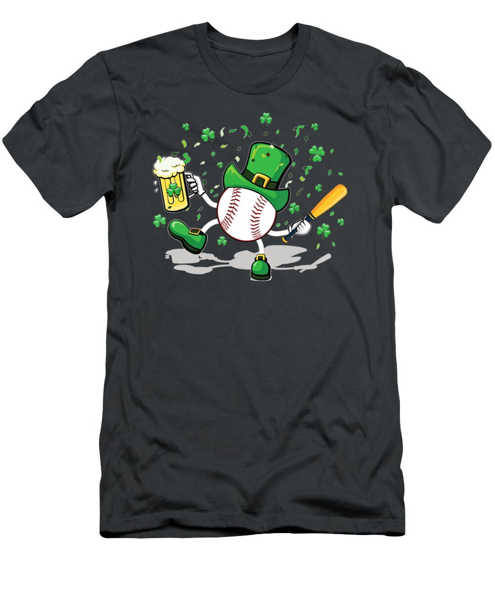 Baseball Beer St Patricks Day Men Catcher Pitcher Shamrock Julie Hurst T-Shirt