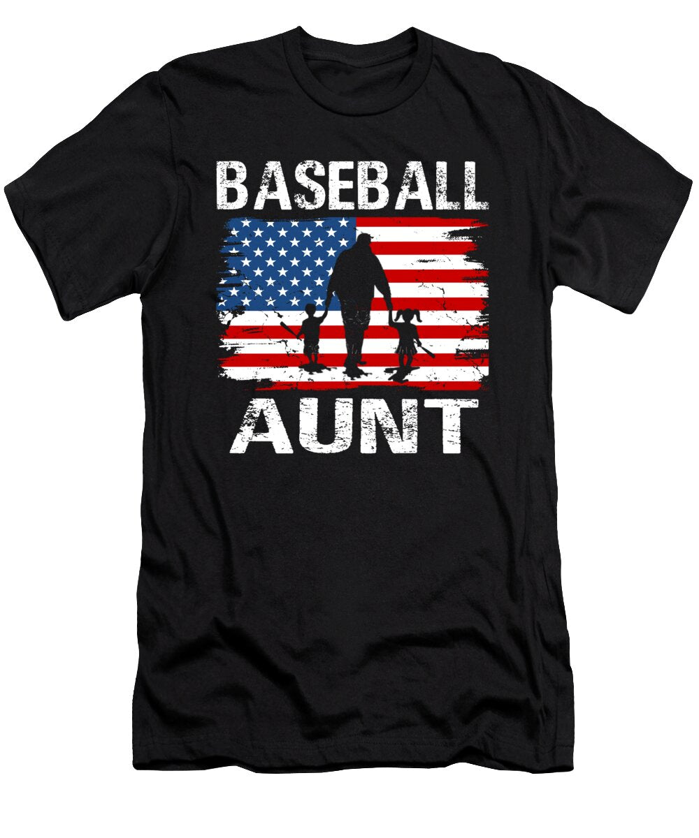 Baseball Aunt USA Flag Catcher Fathers Day Dhbubble T-Shirt