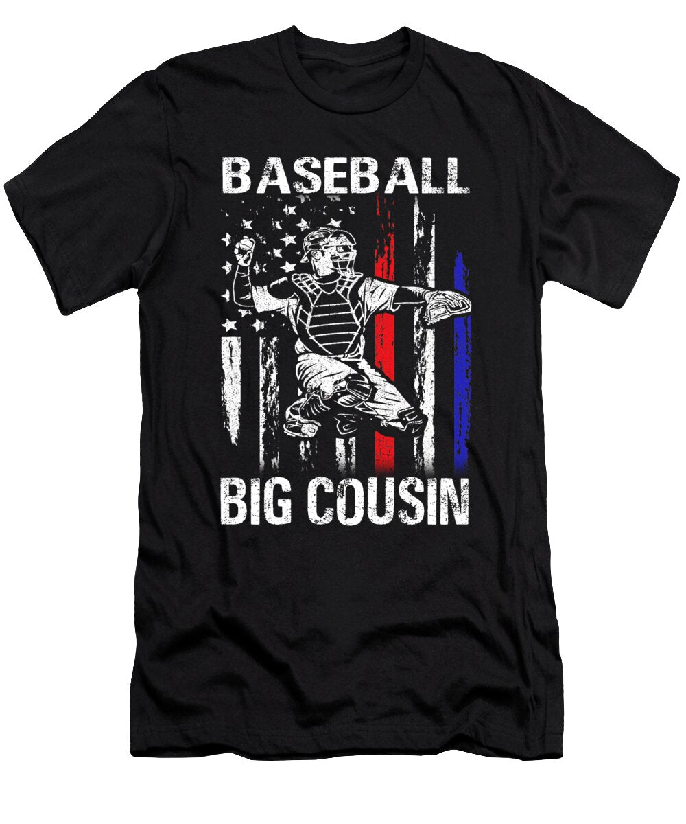 Baseball Big Cousin Happy Fathers Day USA Flag Dhbubble T-Shirt