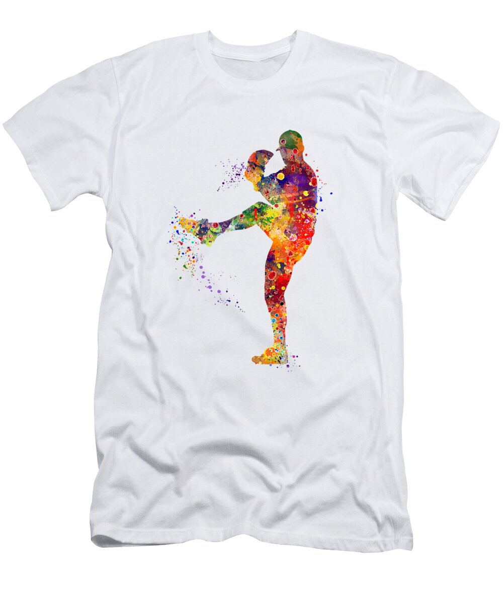 Baseball Boy Pitcher Watercolor White Lotus T-Shirt