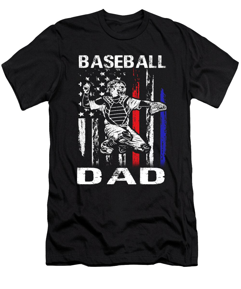 Baseball Dad Happy Fathers Day USA Flag Dhbubble T-Shirt