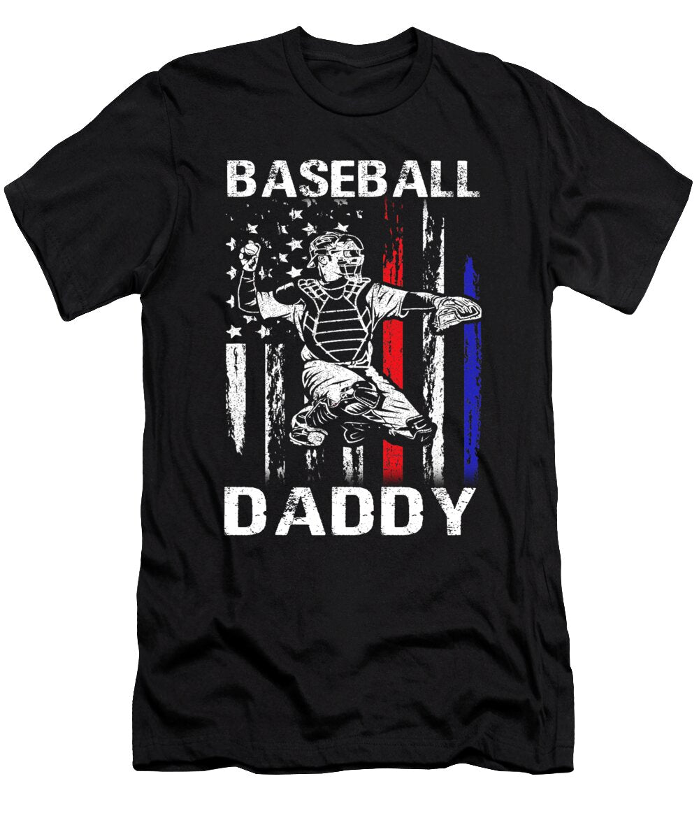 Baseball Daddy Happy Fathers Day USA Flag Dhbubble T-Shirt