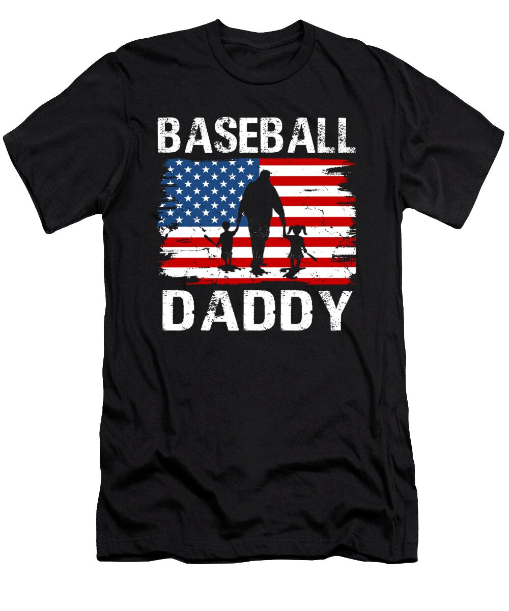 Baseball Daddy USA Flag Catcher Fathers Day Dhbubble T-Shirt