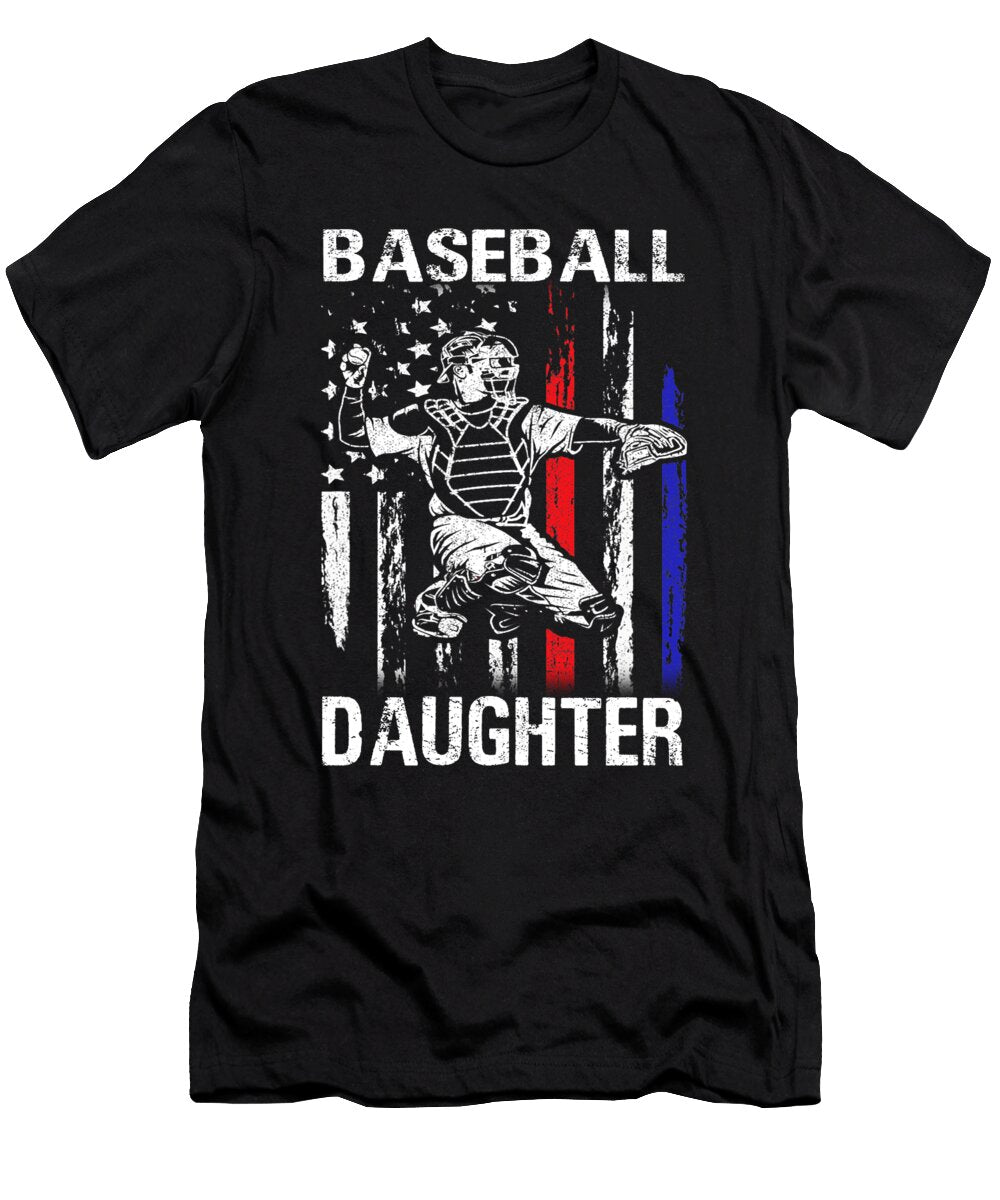 Baseball Daughter Happy Fathers Day USA Flag Dhbubble T-Shirt