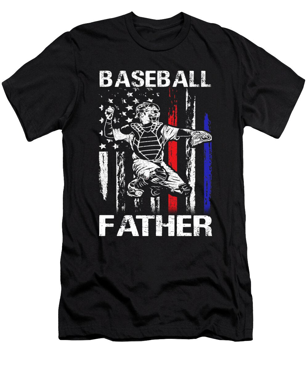 Baseball Father Happy Fathers Day USA Flag Dhbubble T-Shirt
