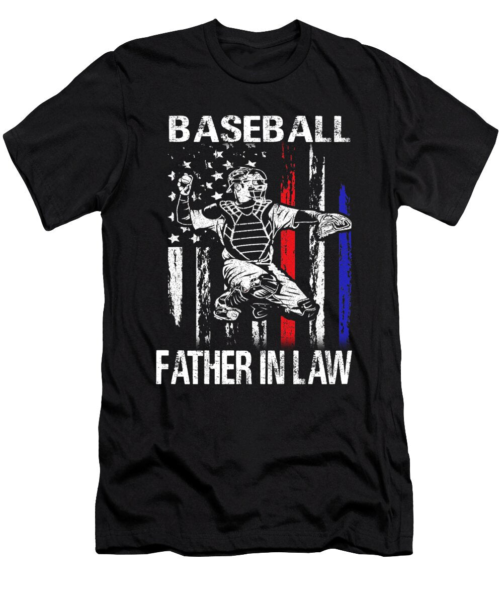Baseball Father in Law Happy Fathers Day USA Flag Dhbubble T-Shirt