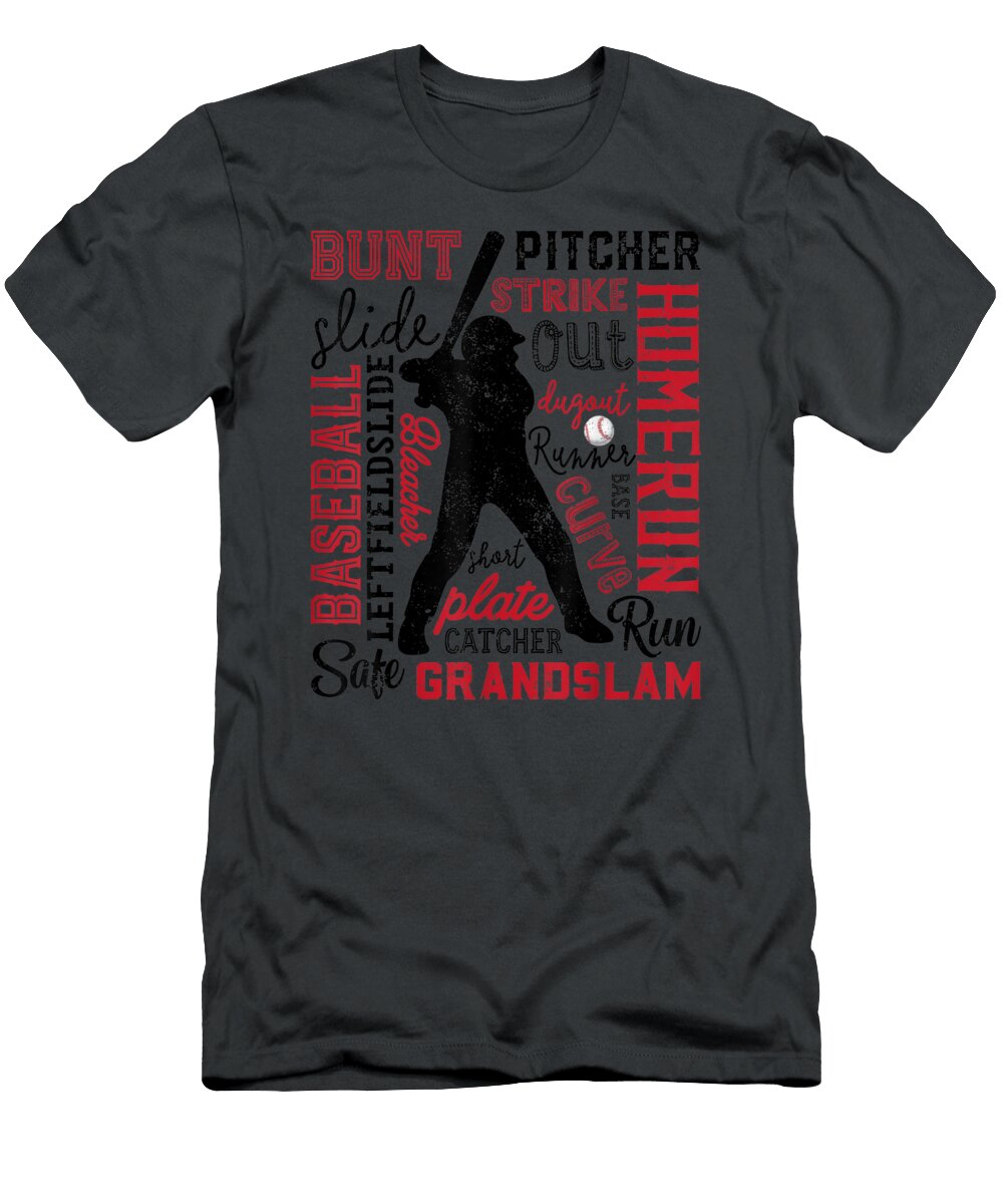 Baseball for Boys Men Batter Pitcher Catcher Raul Ashwaq T-Shirt