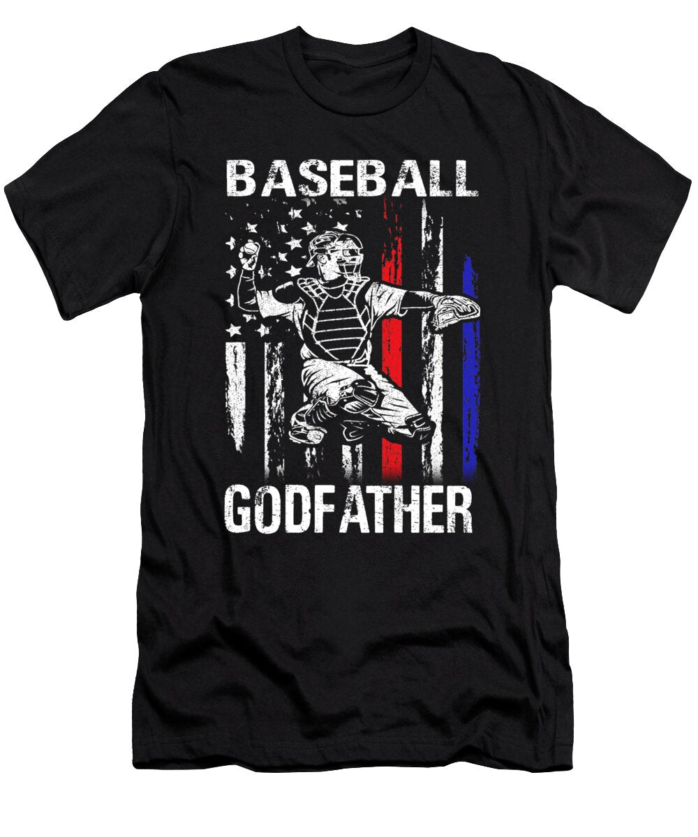 Baseball Godfather Happy Fathers Day USA Flag Dhbubble T-Shirt
