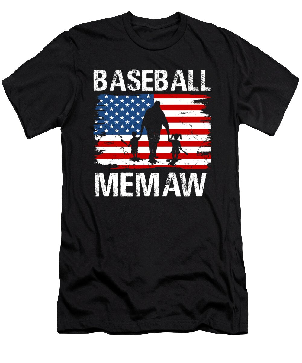 Baseball Memaw USA Flag Catcher Fathers Day Dhbubble T-Shirt