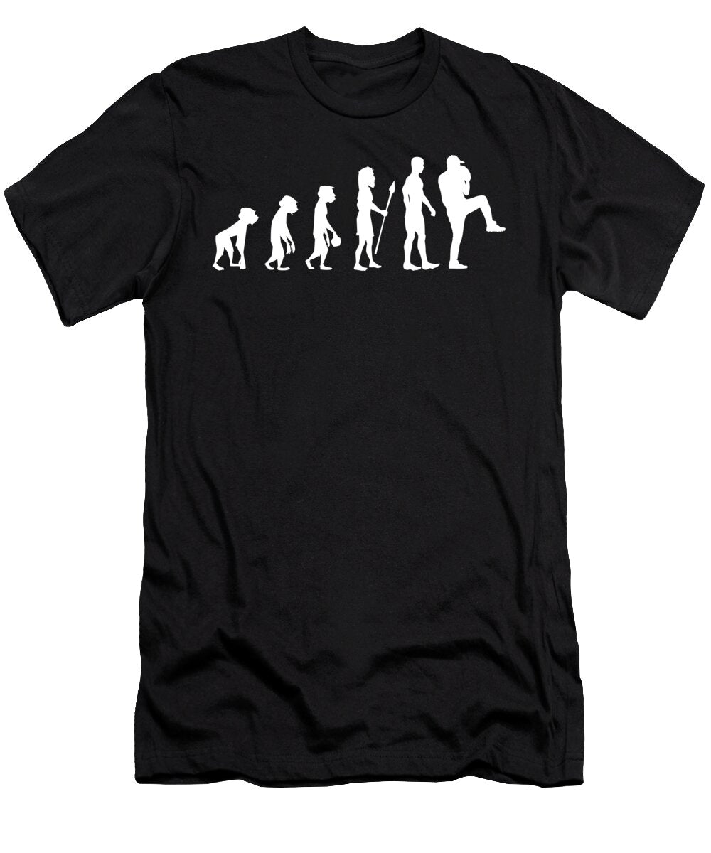 Baseball Pitcher Funny Retro Evolution of Humans Novelty Graphic Sports Gifts for Him Orange Pieces T-Shirt