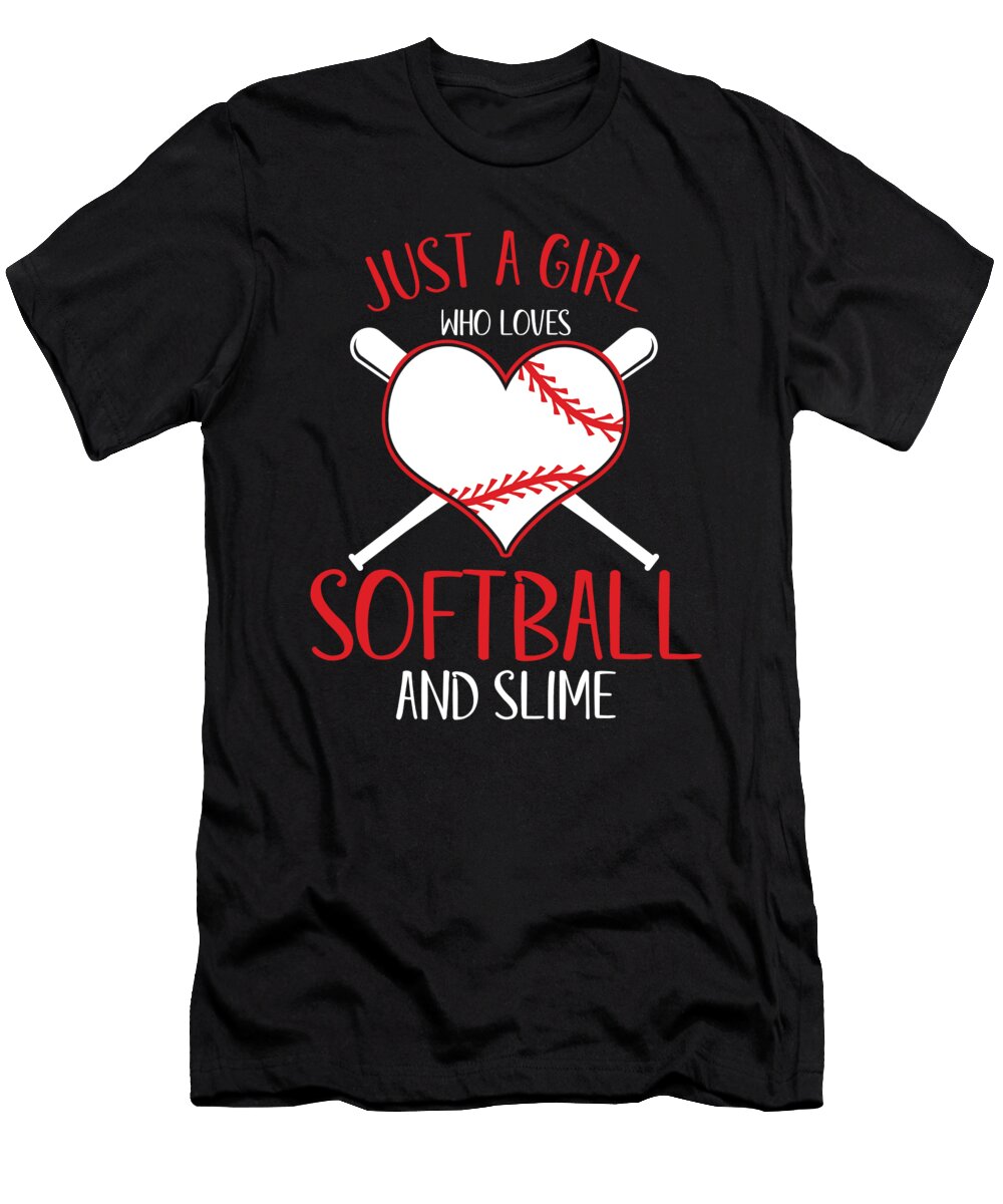 Baseball Player Baseball Pitcher Gift Just a Girl Who Loves Softball and Slime Thomas Larch T-Shirt