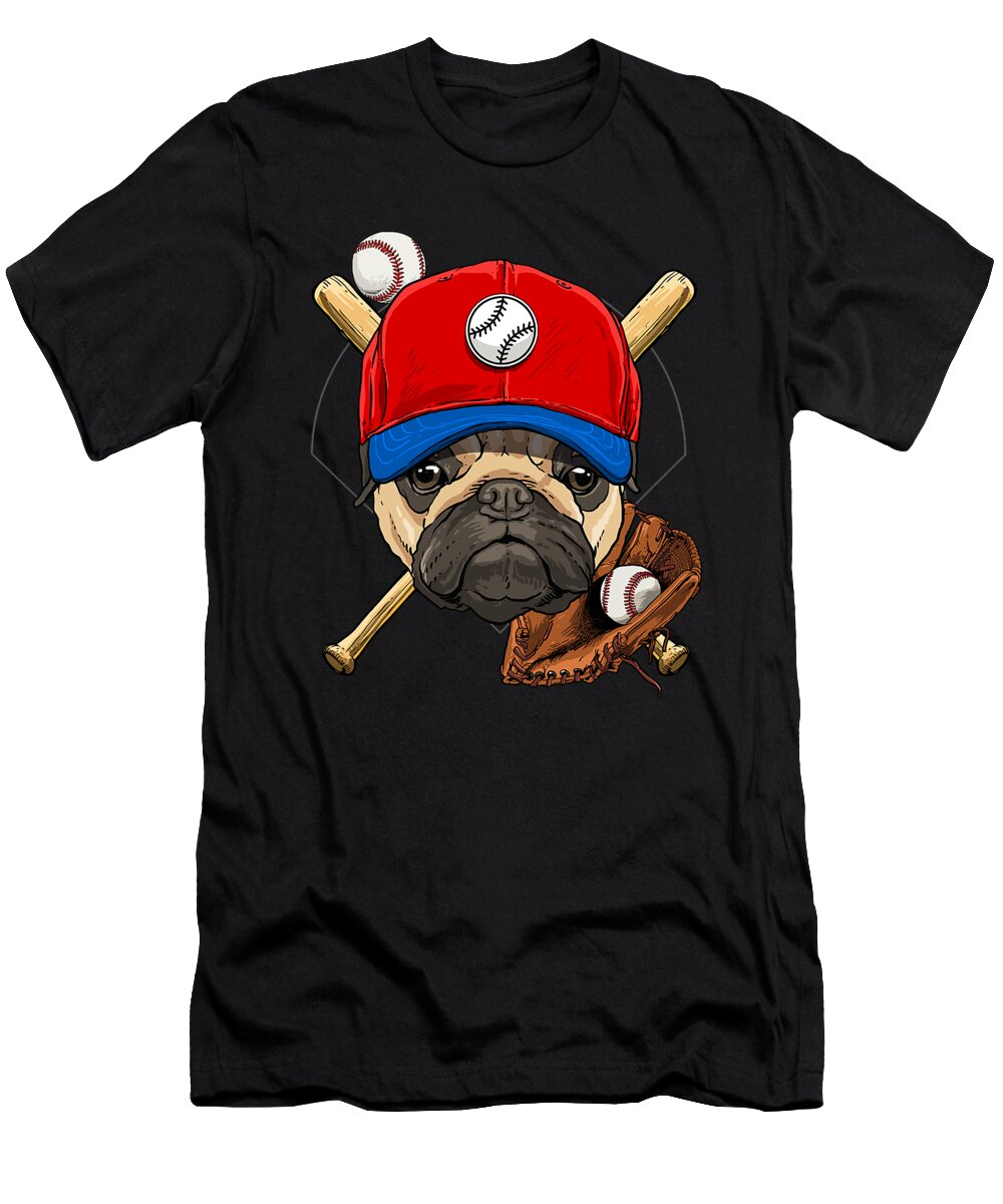 Baseball Player Coach Pug Dog Lover Pug Mom Catcher Pitcher Dhbubble T-Shirt