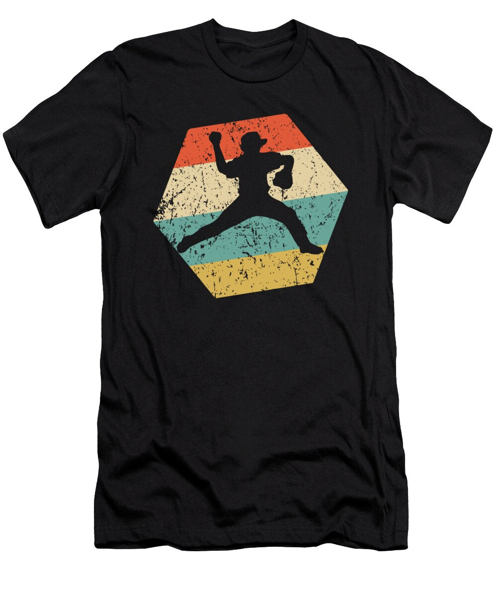 Baseball Player Retro Distressed Hexagon Pitcher Kevin Garbes T-Shirt