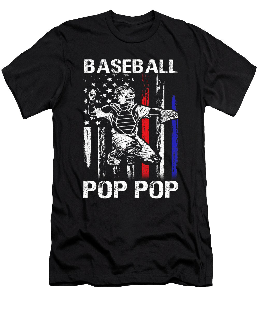 Baseball Pop Pop Happy Fathers Day USA Flag Dhbubble T-Shirt
