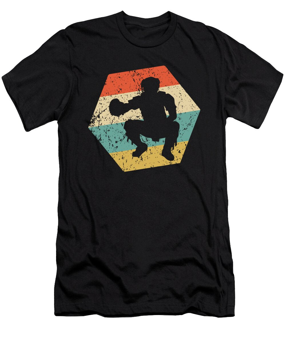 Baseball Retro Distressed Hexagon Catcher Kevin Garbes T-Shirt