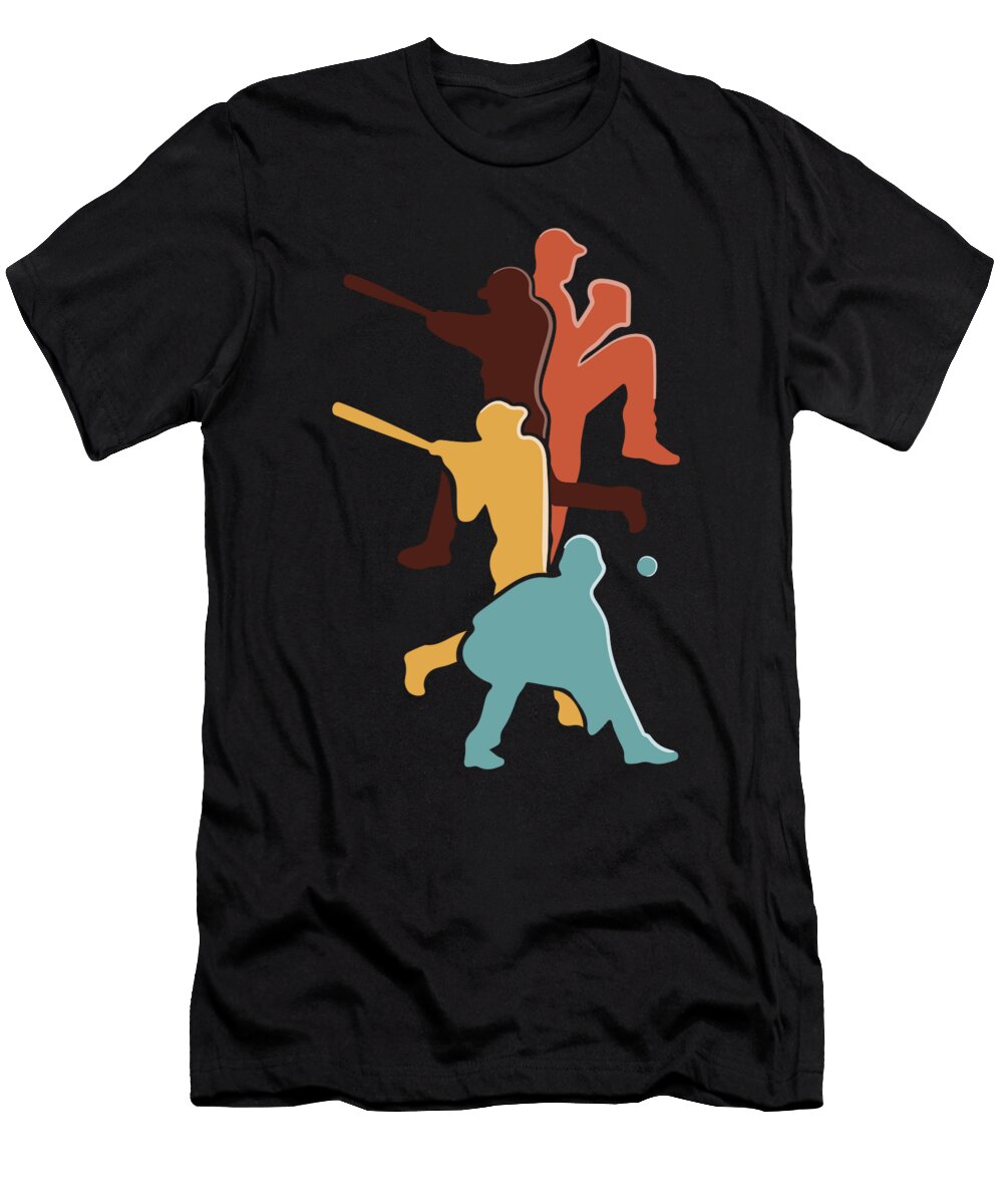 Baseball Retro Vintage Catcher Pitcher Batter Boys Maximus Designs T-Shirt