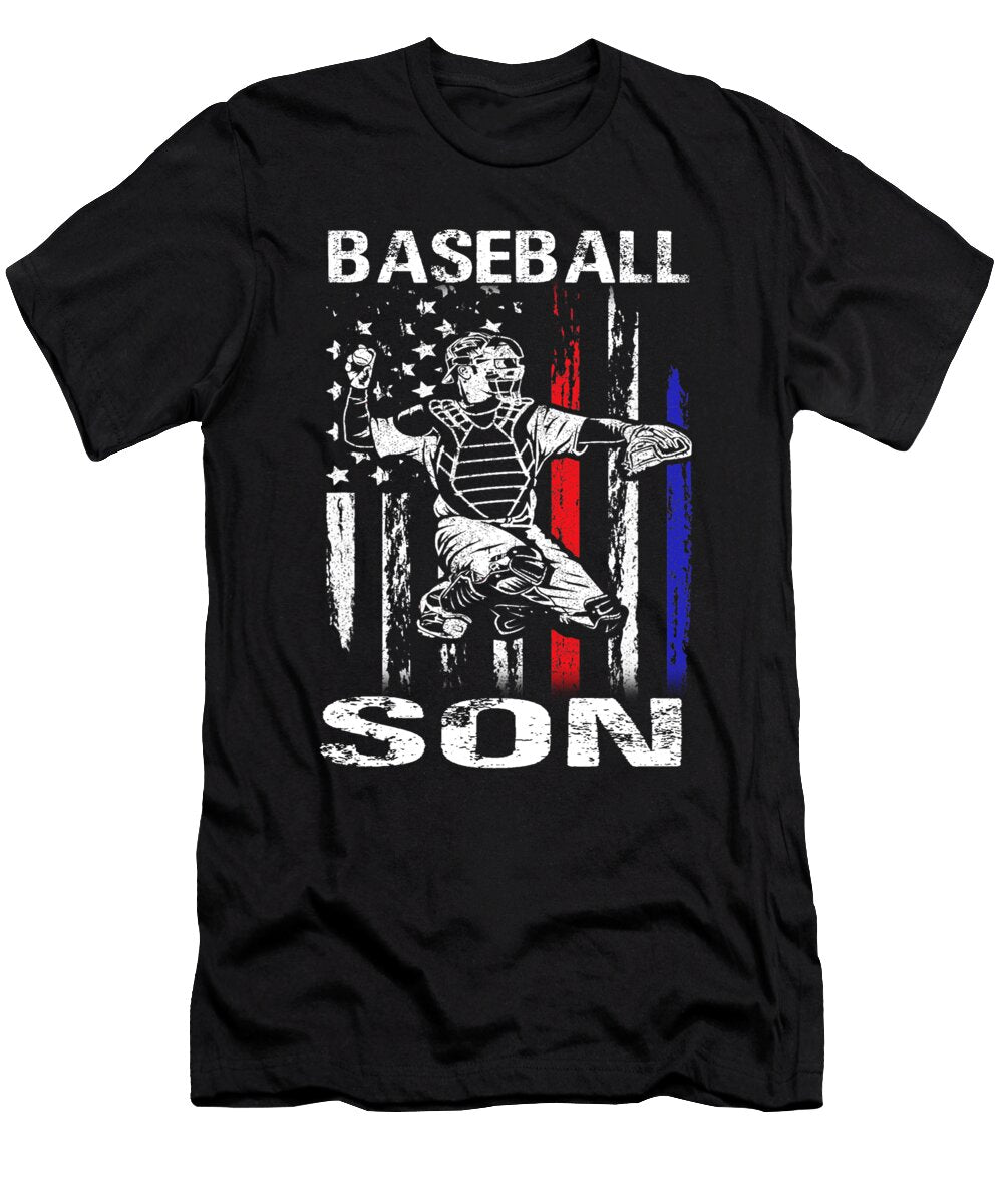 Baseball Son Happy Fathers Day USA Flag Dhbubble T-Shirt