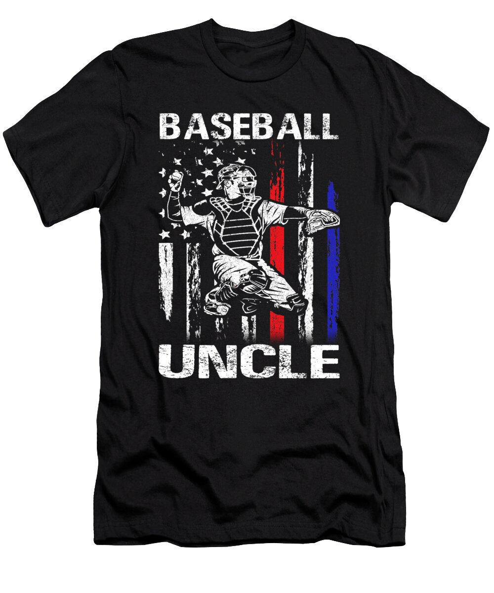 Baseball Uncle Happy Fathers Day USA Flag Dhbubble T-Shirt