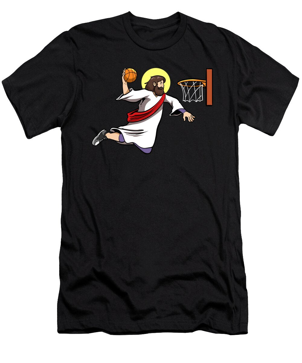 Basketball Player Dunking Baskeball Jesus Colorfulsnow T-Shirt
