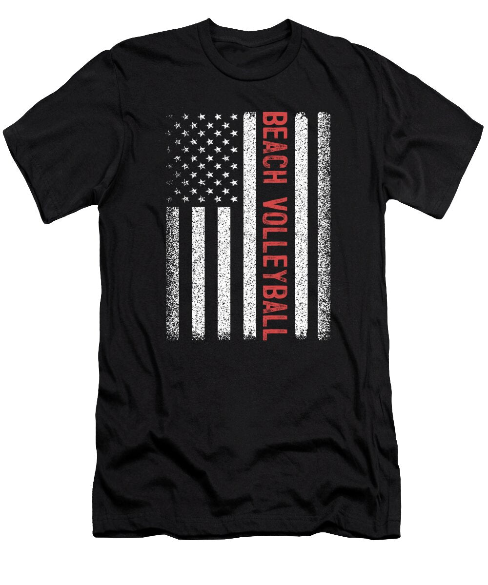 Beach Volleyball American Flag 4th of July Wowshirt T-Shirt