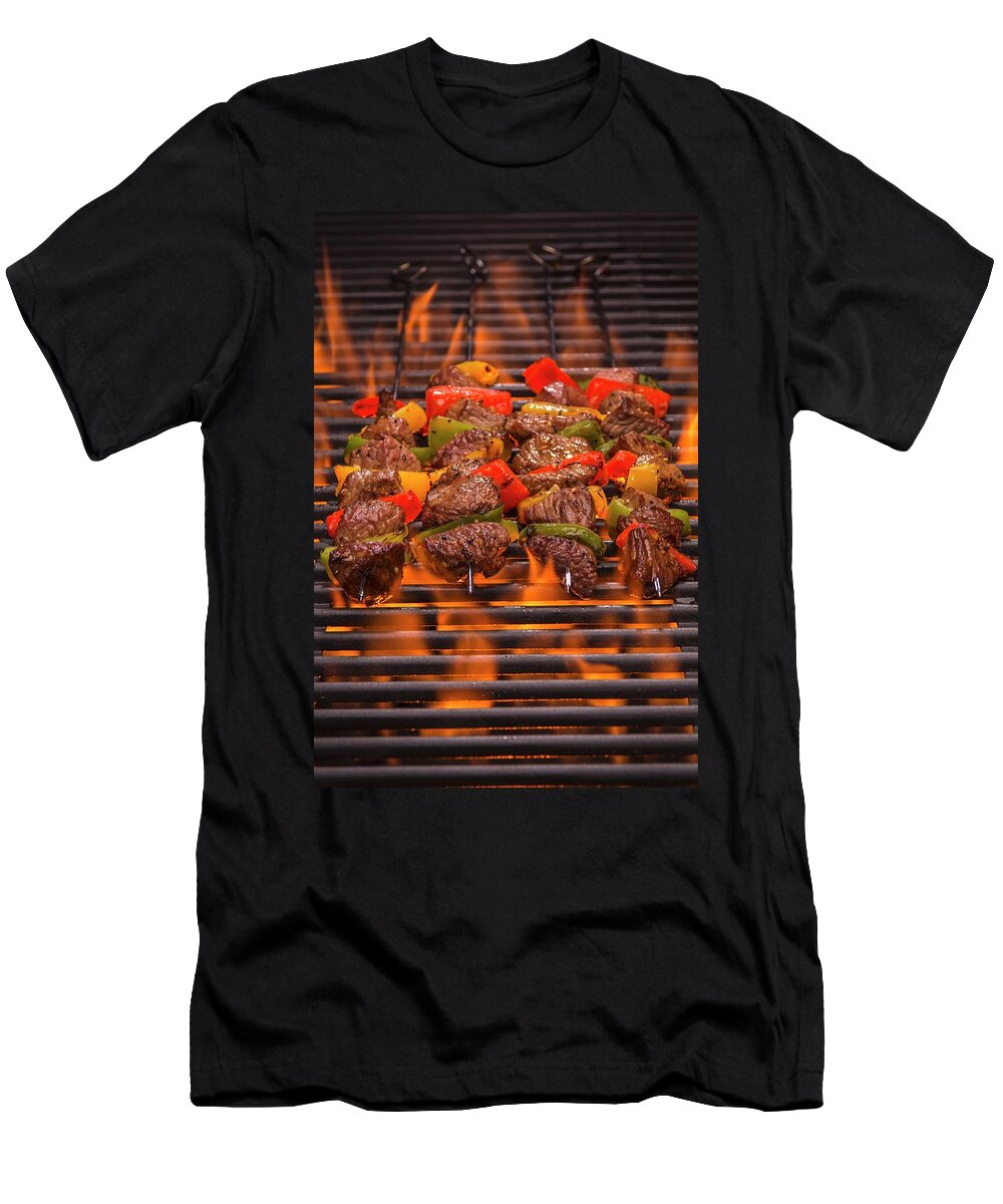 Beef Skewers with Peppers on a Flaming Grill Brian Enright T-Shirt