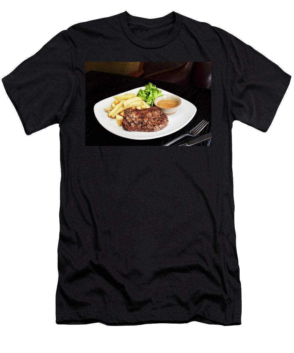 Beef Steak with Chips and Sauce Barber Lisa T-Shirt