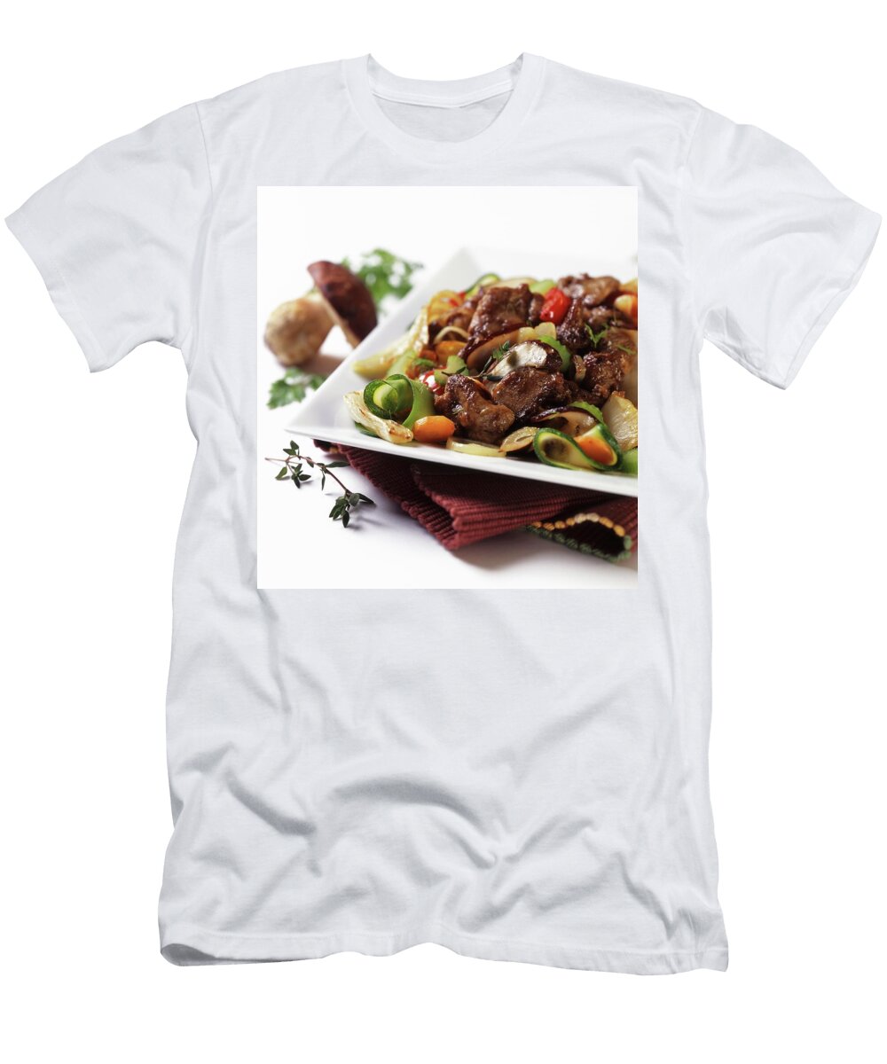 Beef Steak with Porcini Mushrooms and Grilled Vegetables Blueberrystudio T-Shirt