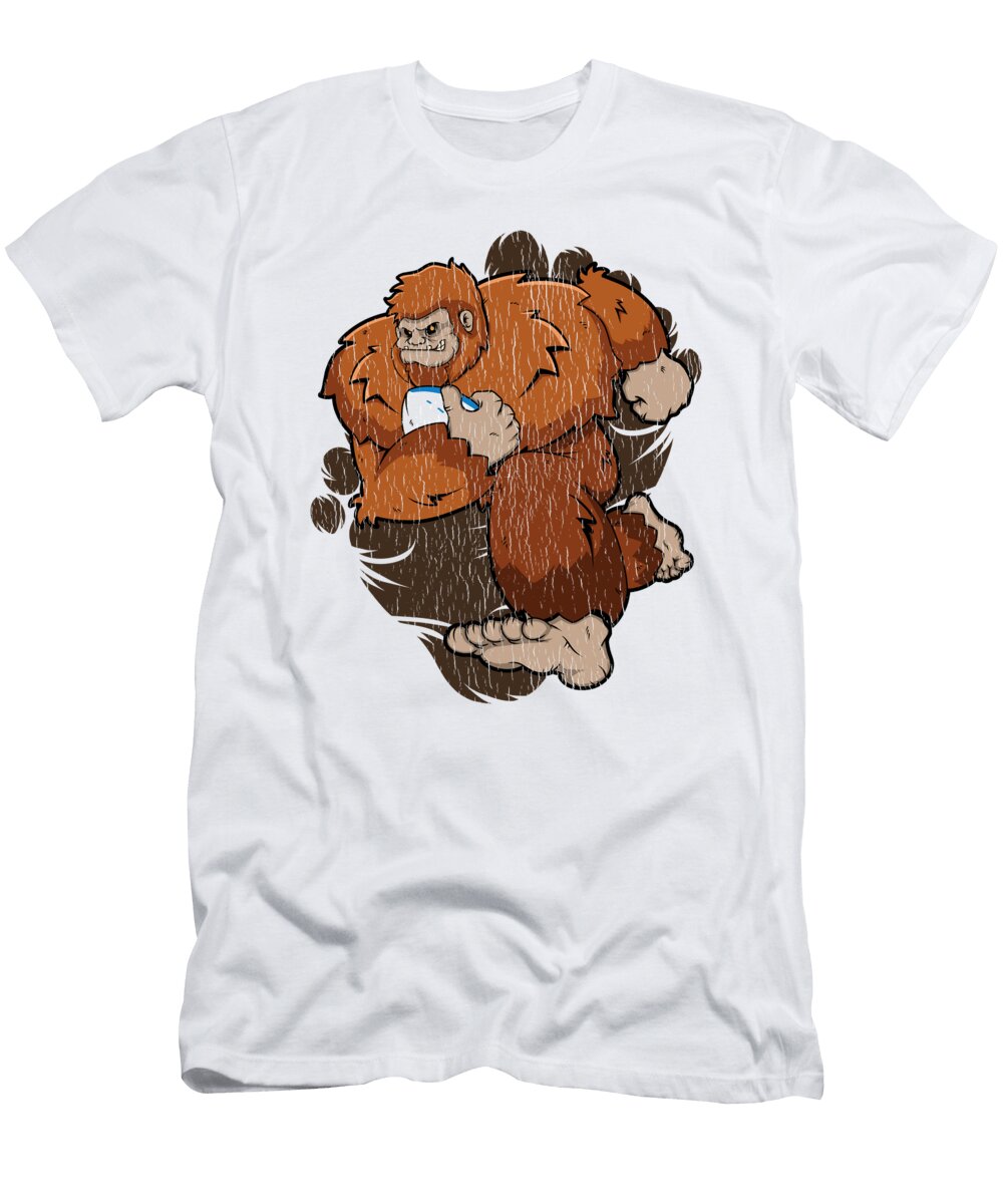 Bigfoot Rugby Sasquatch Playing Rugby Distressed Look Kevin Garbes T-Shirt