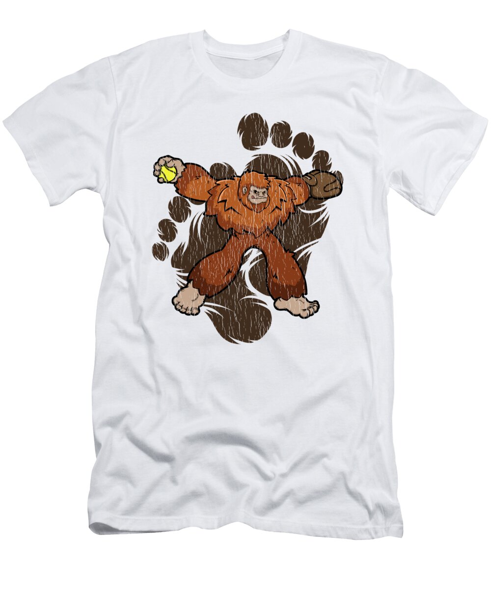 Bigfoot Softball Sasquatch Softball Pitcher Distressed Look Kevin Garbes T-Shirt