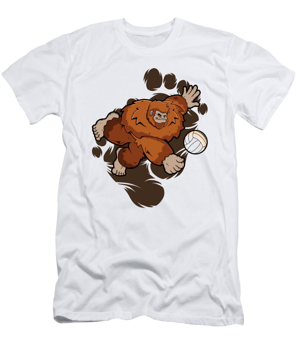 Bigfoot Volleyball Sasquatch Volleyball Dig Distressed Look Kevin Garbes T-Shirt