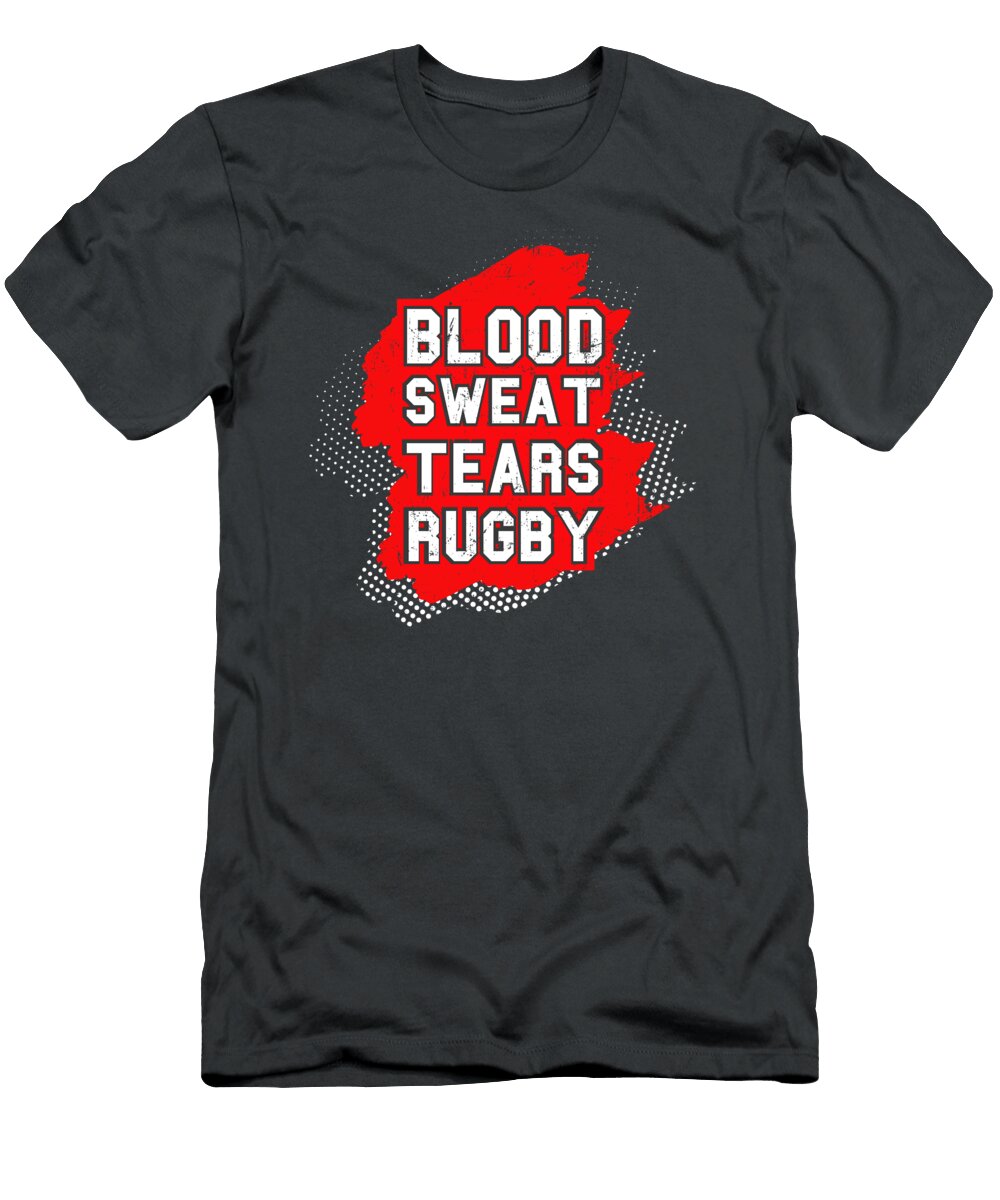 Blood Sweat and Tears Rugby for Men Women Kids Flanker Player League Union Crazy Squirrel T-Shirt