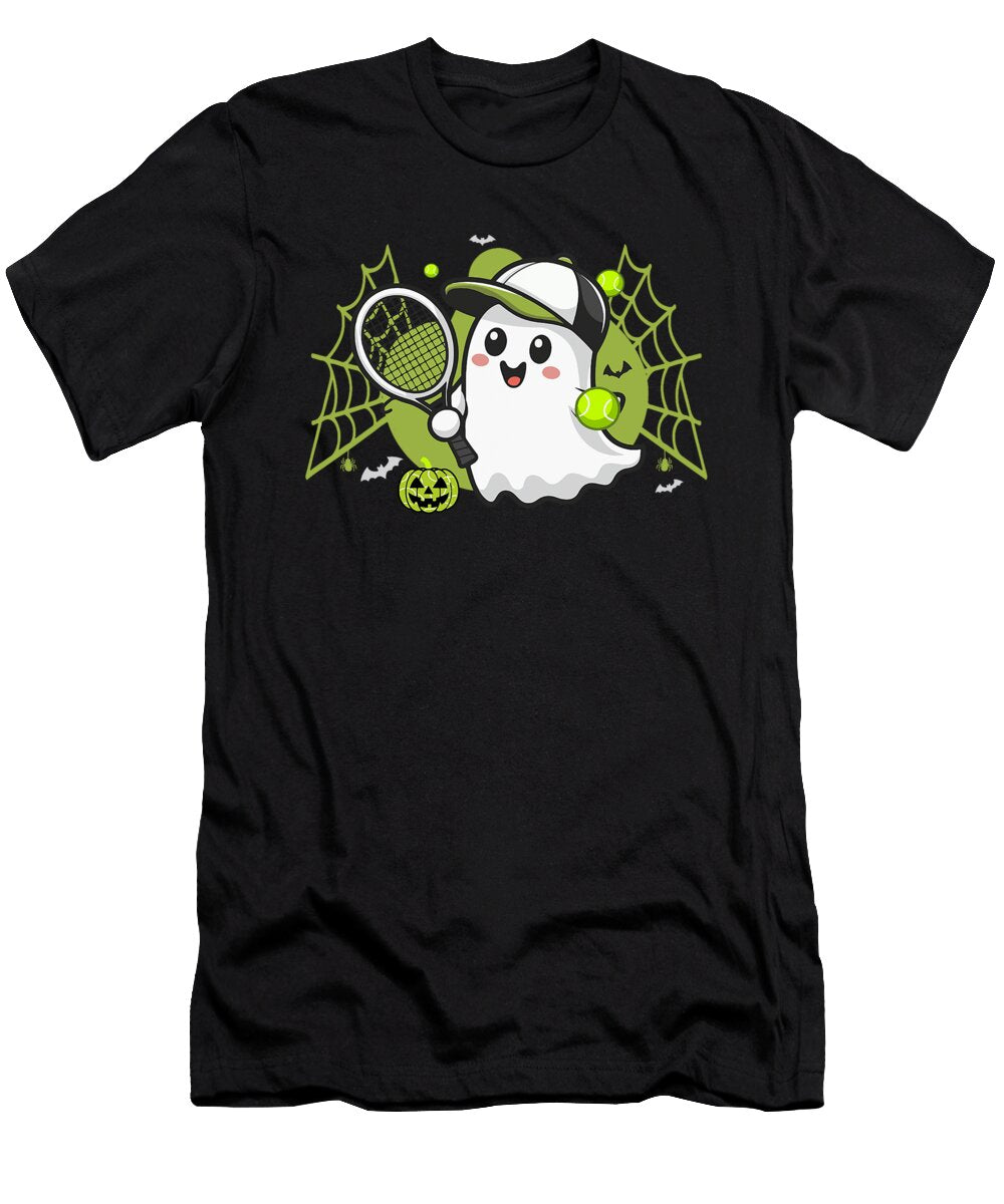 Boo Ghost Playing Tennis Funny Halloween Tennis Studi Alex T-Shirt