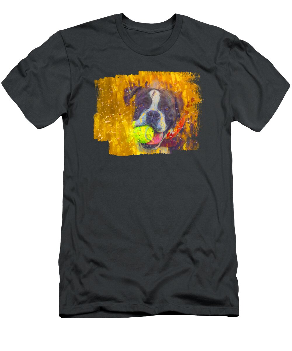 Boxer with Yellow Ball Elisabeth Lucas T-Shirt