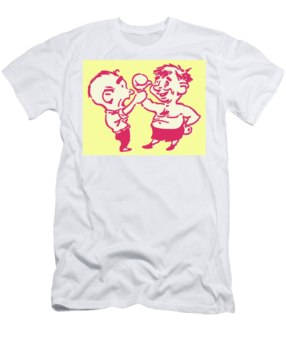 Boxing Match Referee Holding Up Arm of Winning Boxer Csa Images T-Shirt