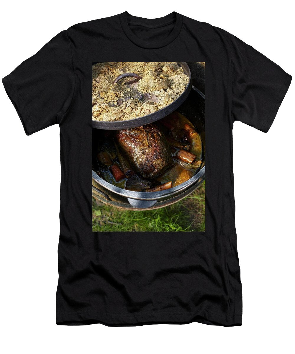 Braised Roast Pork with Vegetables Being Made in a Dutch Oven Herbert Lehmann T-Shirt