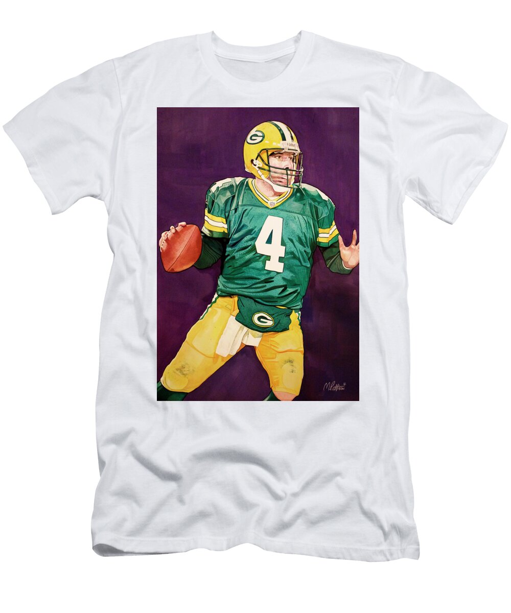 Brett Favre Green Bay Packers in Purple Michael Pattison T-Shirt