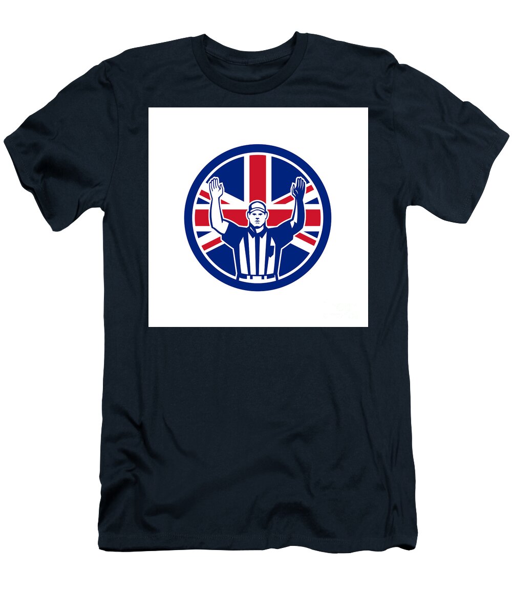 British American Football Referee Union Jack Flag Icon Aloysius Patrimonio T-Shirt